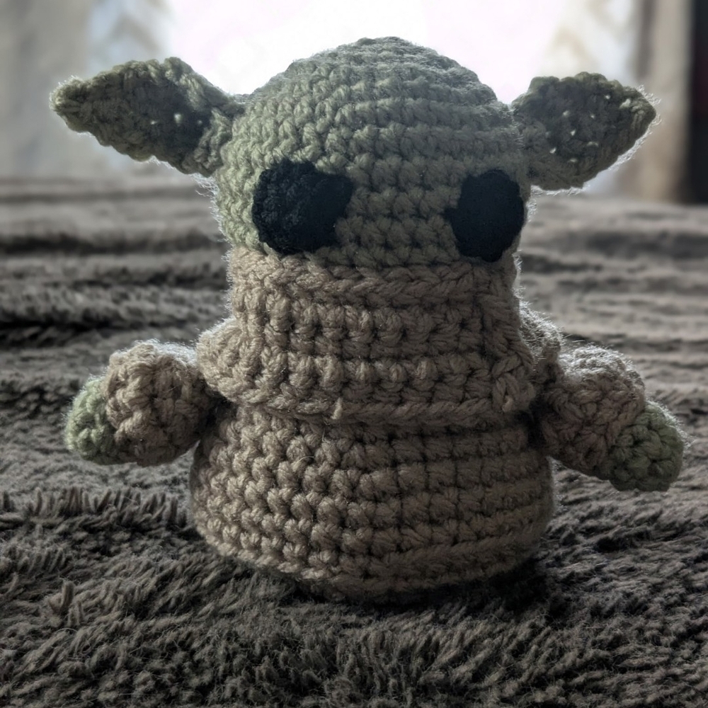 Handmade Crochet Green and Tan Plush Toy